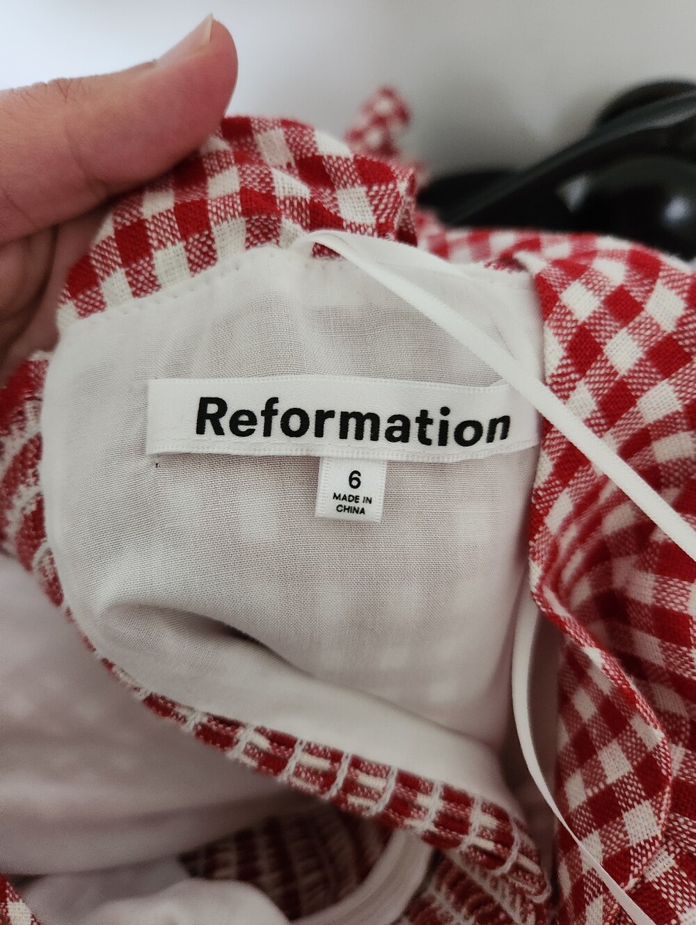 ✨️✨️NWOT Reformation Sora Linen Mini Dress  Check Red Gingham - Picture 11 of 11